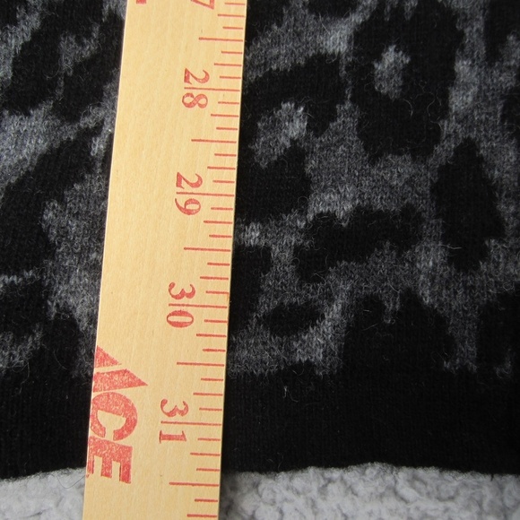 Womens Cardigan size S Wool Blend Long‎  Black/Grey Leopard 1 Button cozy  Italy - Picture 14 of 16